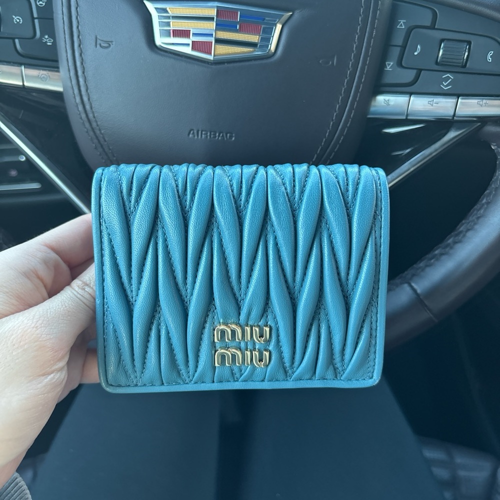Miu Miu Teal Quilted Wallet